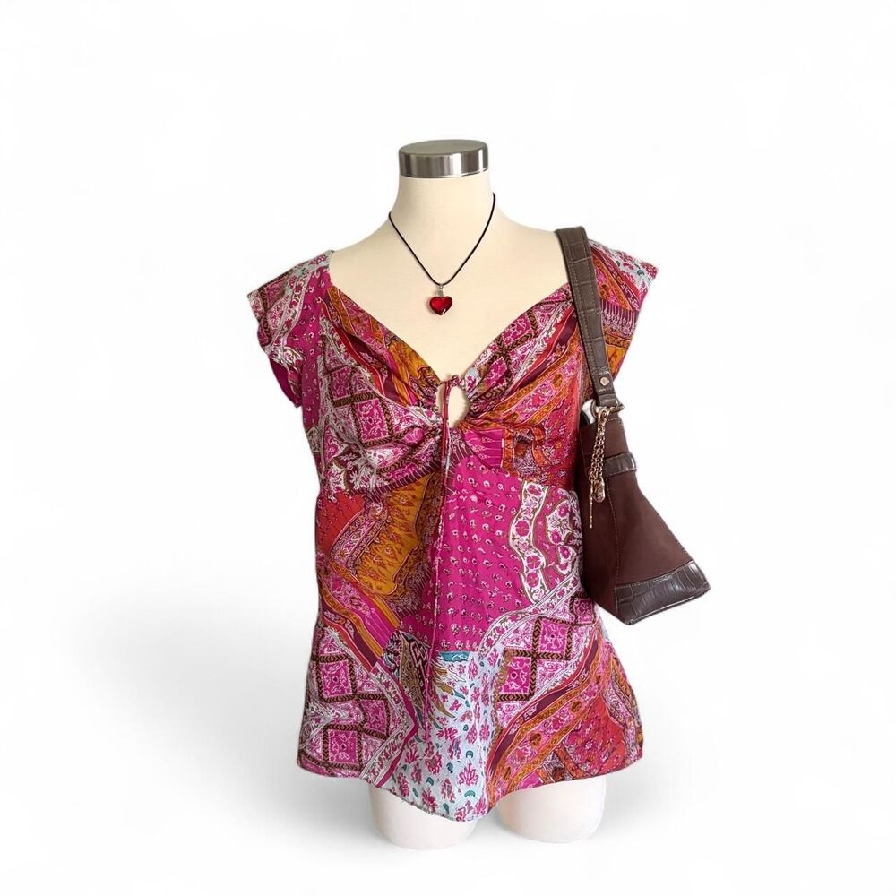 Dana-buchman Women's Pink and Orange Blouse
